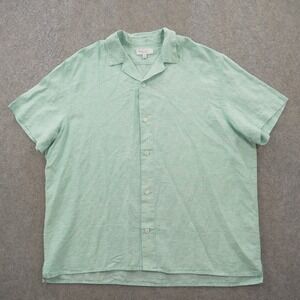 Banana Republic Shirt Mens 2XL XXL Green Button Short Sleeve Linen